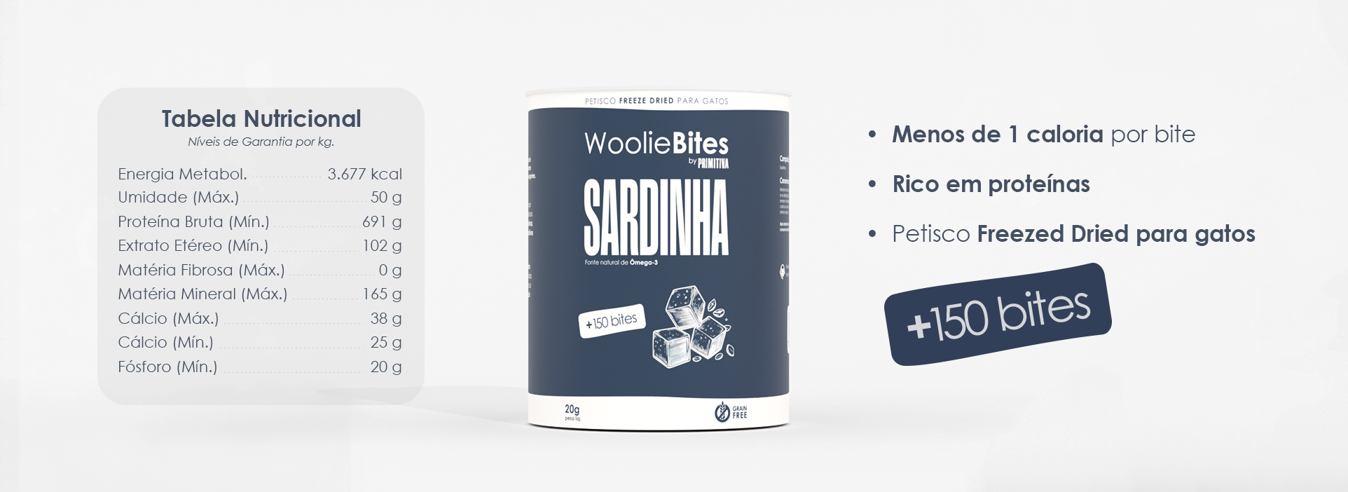 Tabela nutricional Woolie Bites Sardinha