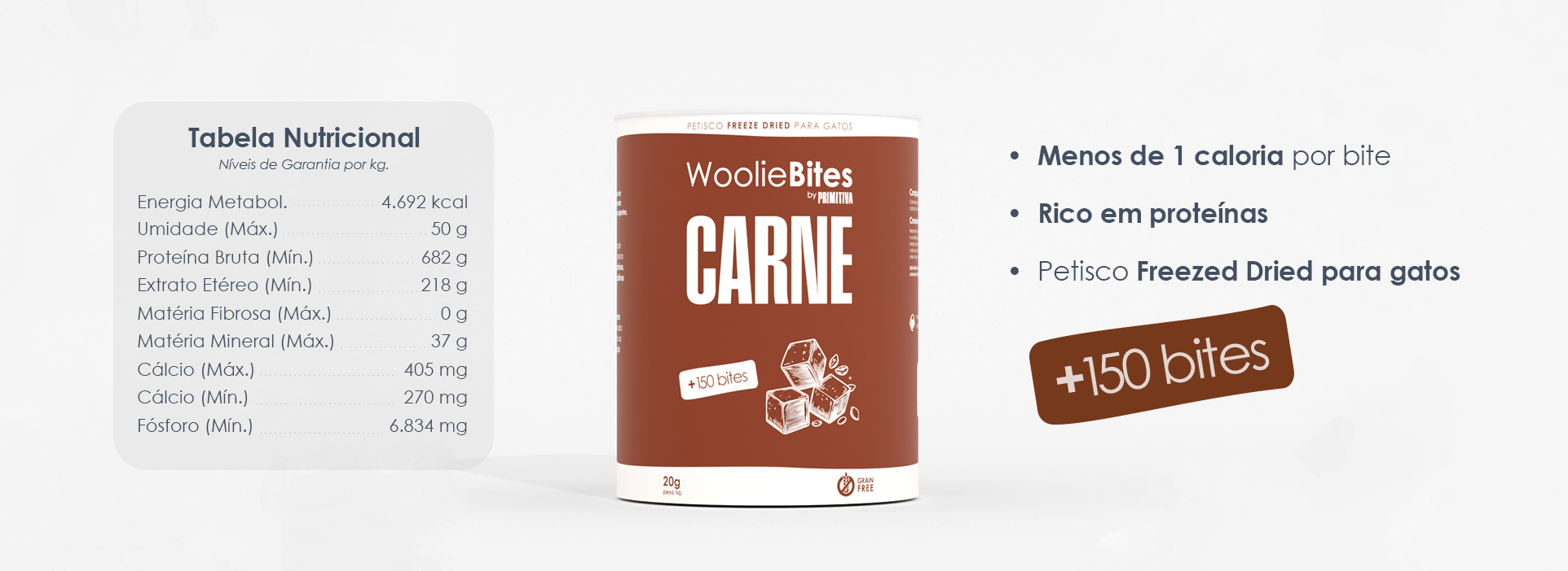 Tabela nutricional Woolie Bites Carne