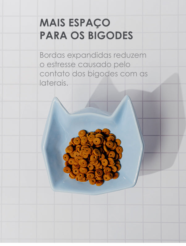 comedouro anti estresse para o bigode dos gatos